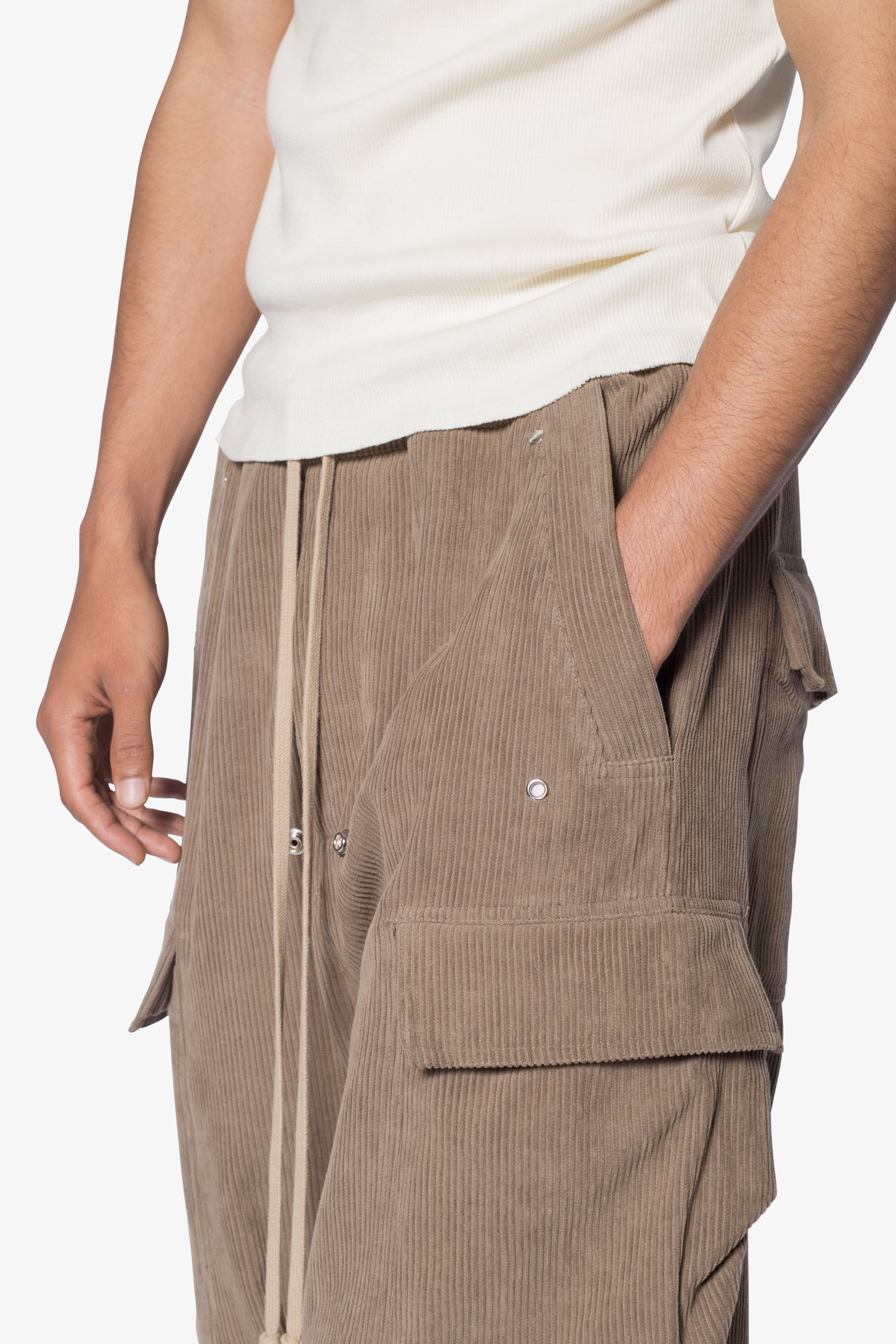 Corduroy Rave Double Cargo Pants - Olive