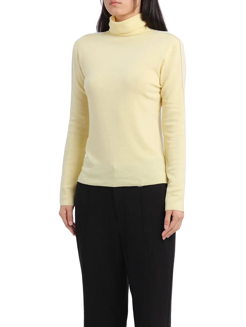 Contrast - Trimmed Turtle Neck Knit Top