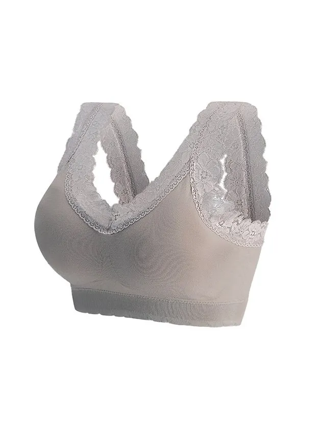 Breathable Comfortable Lace Detachable Cup Seamless  Bra