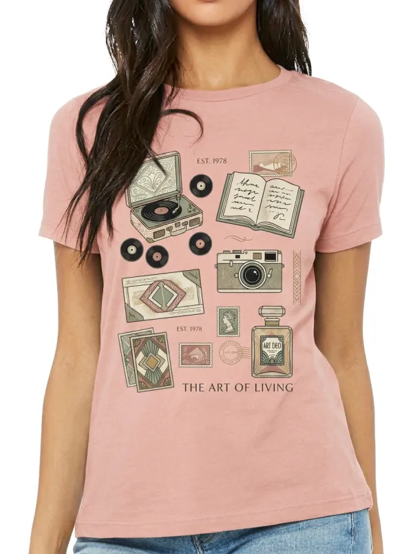 Women's Vintage Aesthetic Art Deco Objects Printed T-shirt