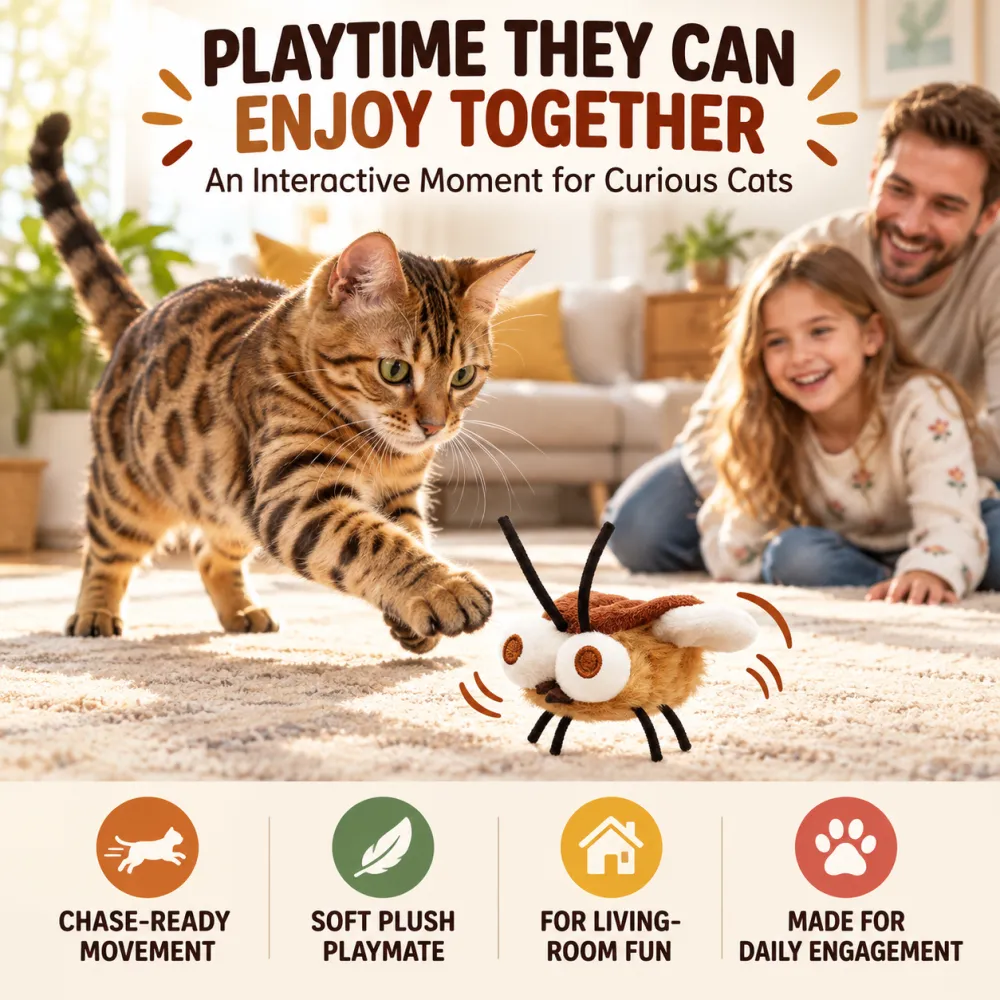 Pet Gravity Simulated Insect Cat Toy Self-Play Electric Teasing Plush Cat Toy