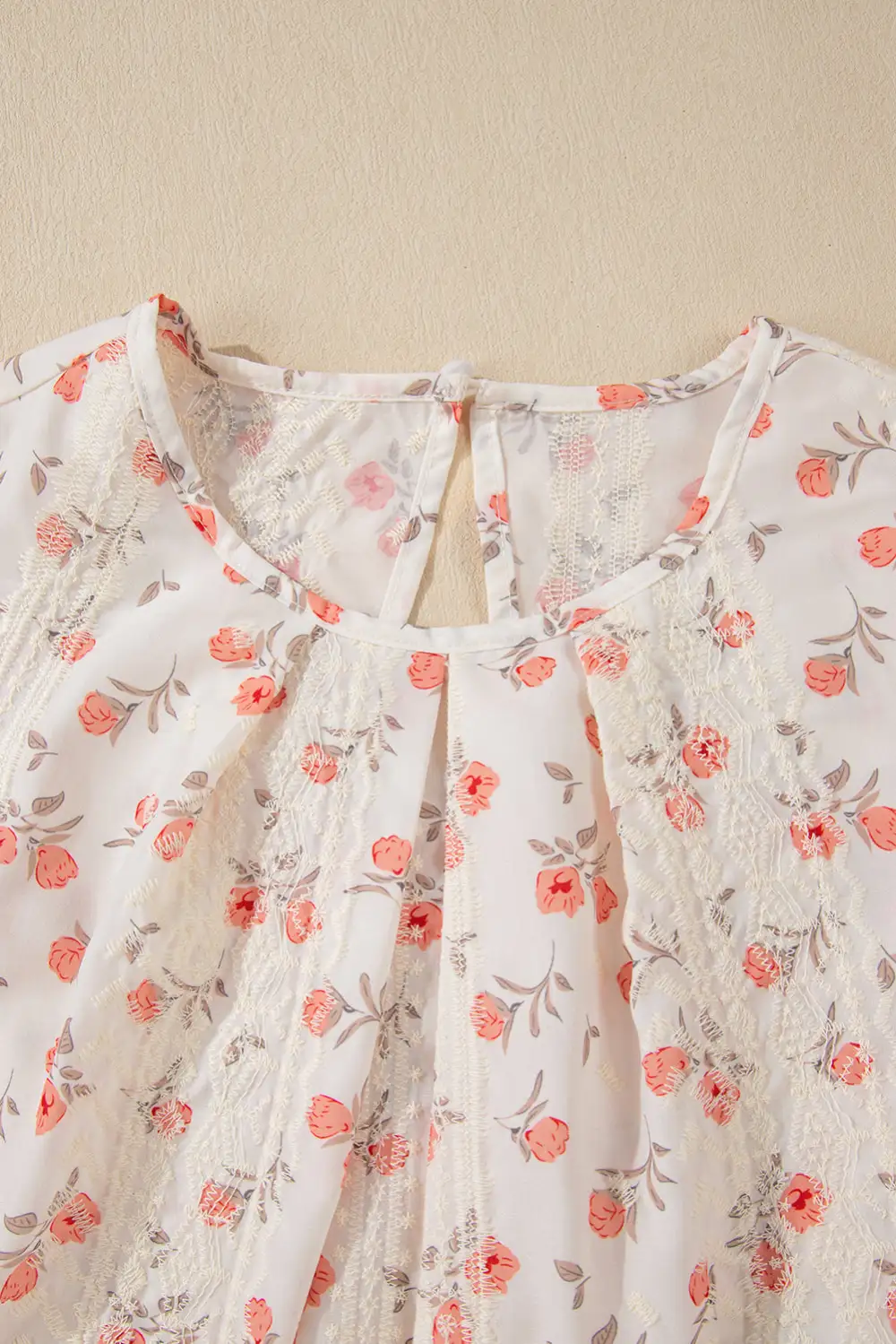 Floral Embroidered Cap Sleeve Blouse