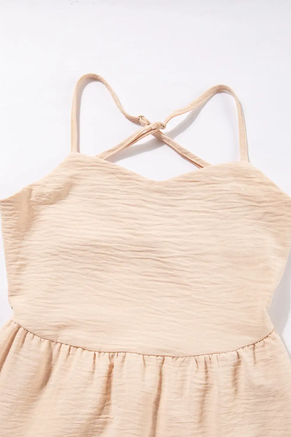 Crossover Backless Bodice Tiered Maxi Dress