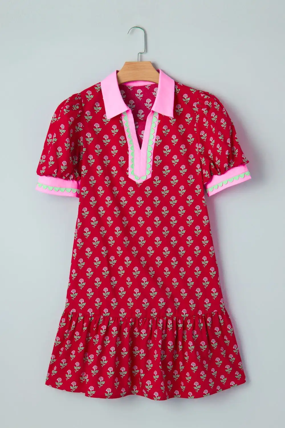 Polished Detail Floral Printed Ruffle Mini Dress