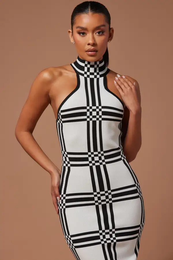 Donna Knit Midi Dress - White/Black