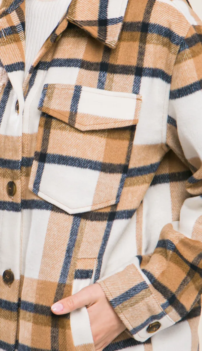 Plaid Shacket Casual Top