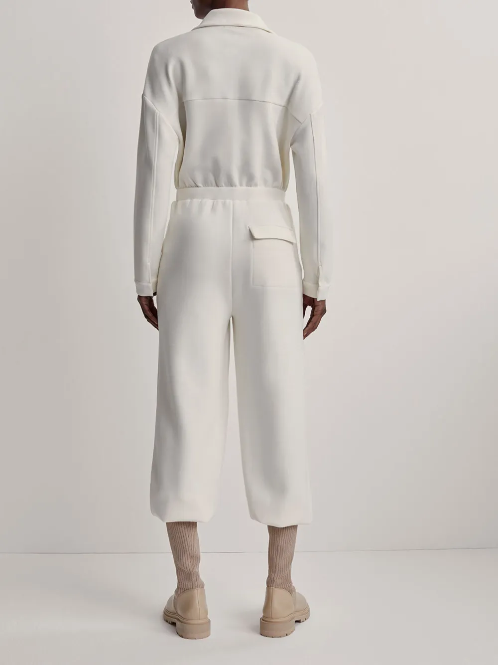 Casual Zip-Front Long-Sleeve Jumpsuit