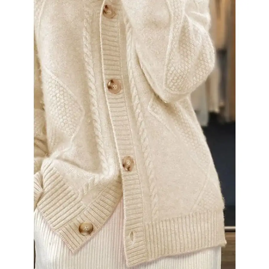 Full Size Textured Knit Button Down Cardigan Plus Size