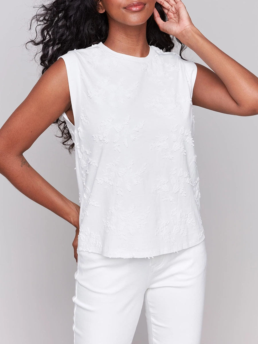 Cotton Art Floral Embroidery Women's Vest