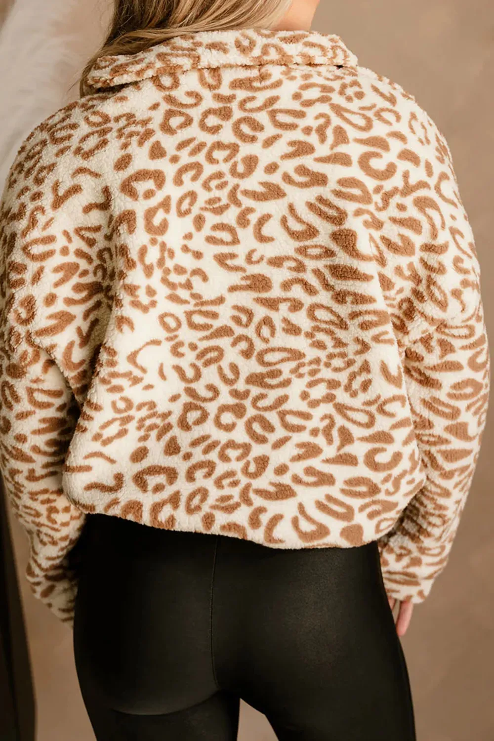Leopard Quarter Zip-Up Jacket