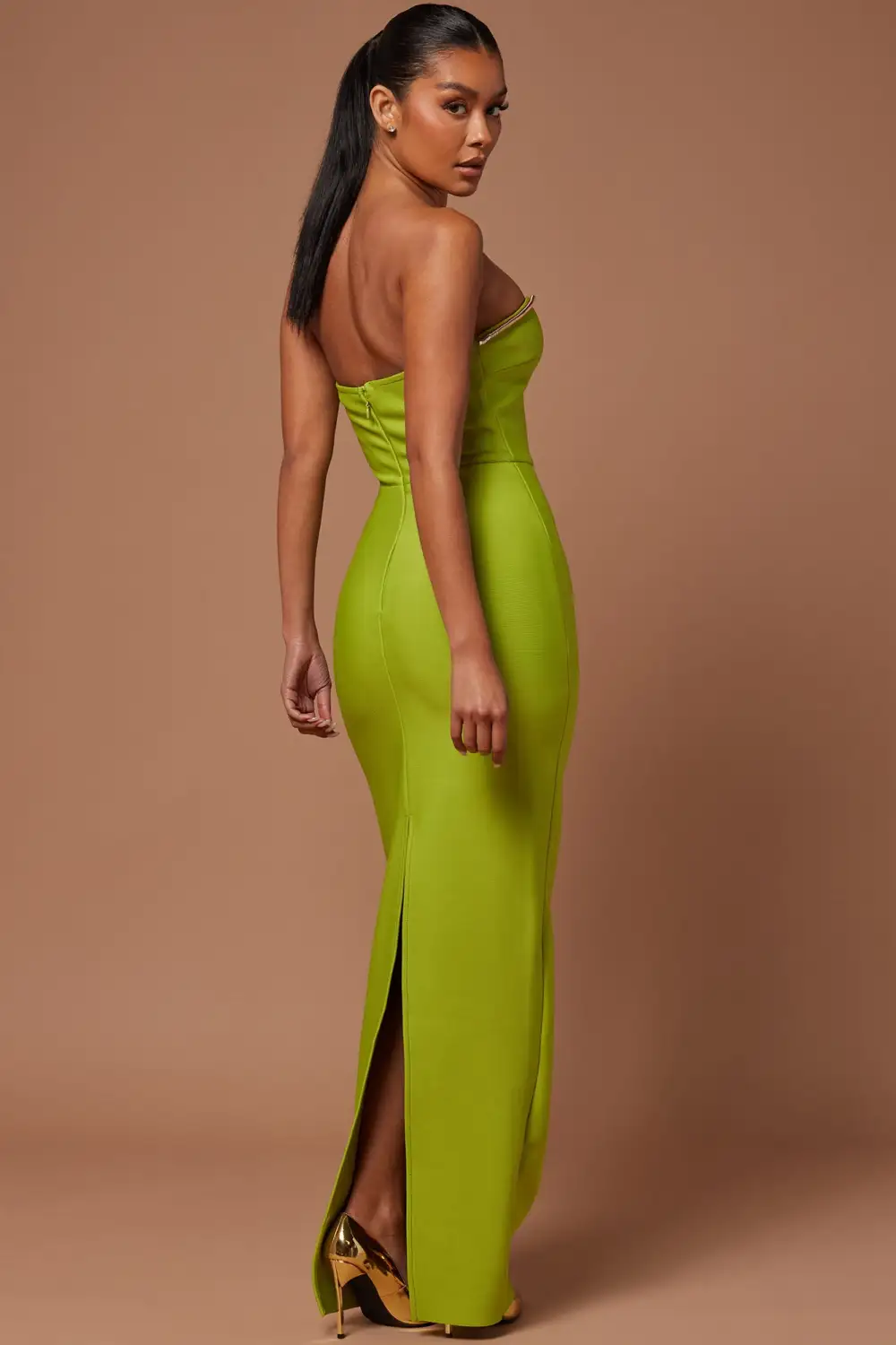 Alina Bandage Gown - Chartreuse