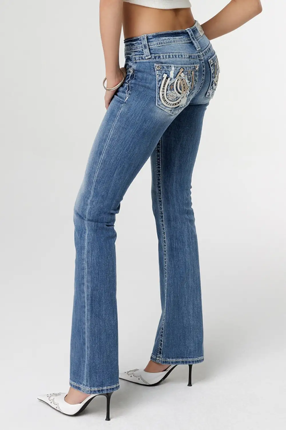 Neutral Blues Horseshoe Bootcut Jeans