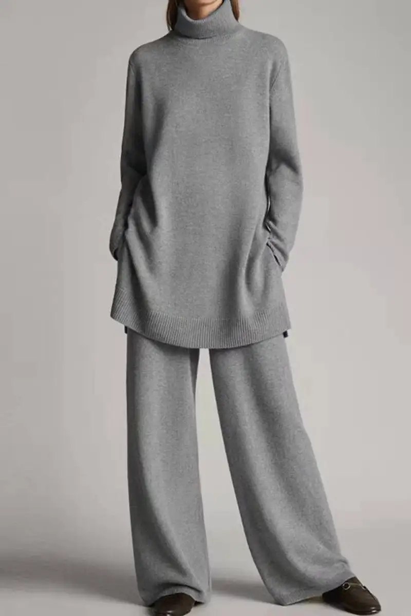 Celeste® | Casual solid color turtleneck two piece sweater