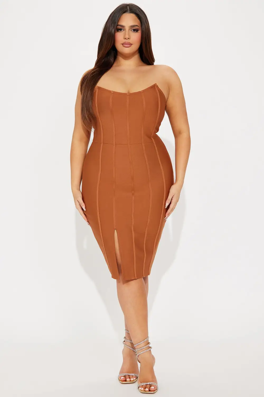 Carla Bandage Midi Dress - Cognac