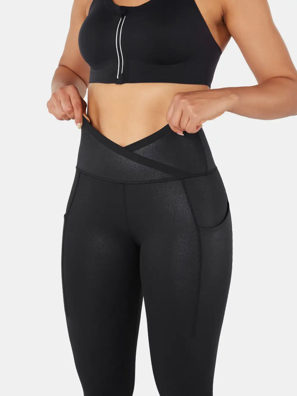 Body Sculpt Faux Leather Side Pocket Leggings