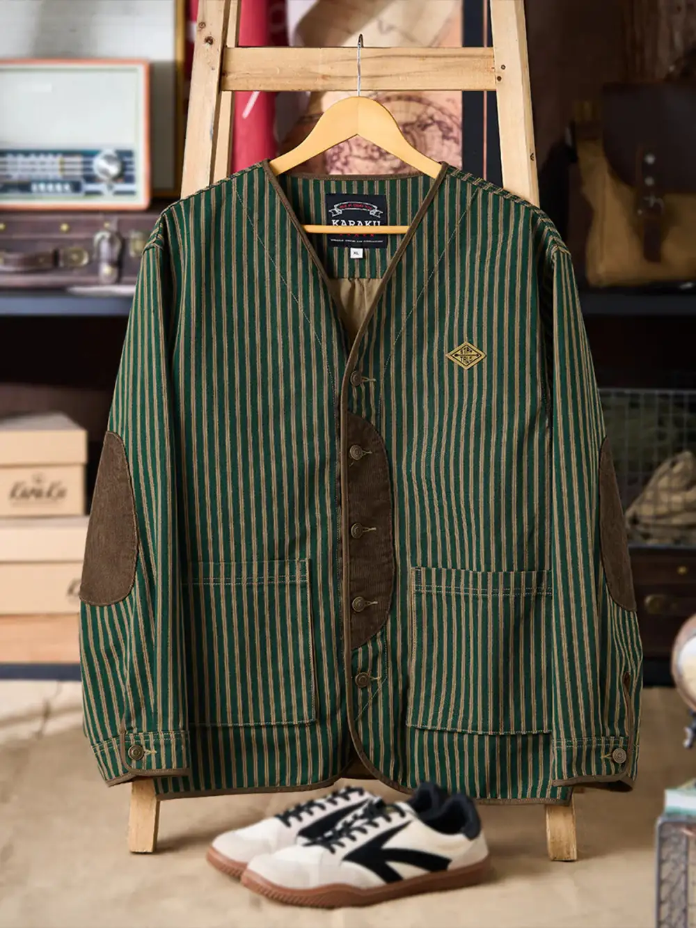 Men'S Corduroy Collarless Work Jacket