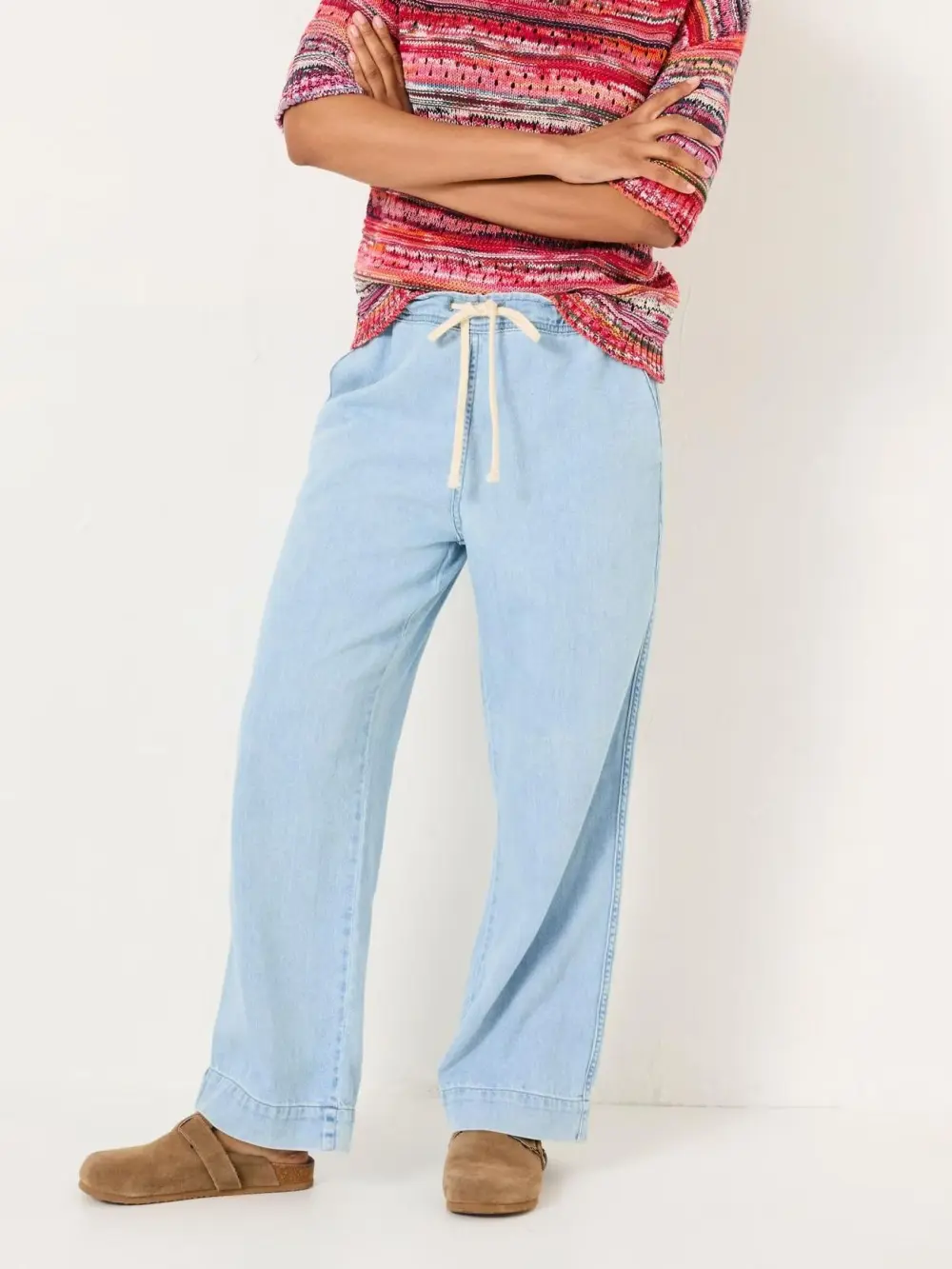 Ashby Light Blue Denim Straight Leg Drawstring Jeans