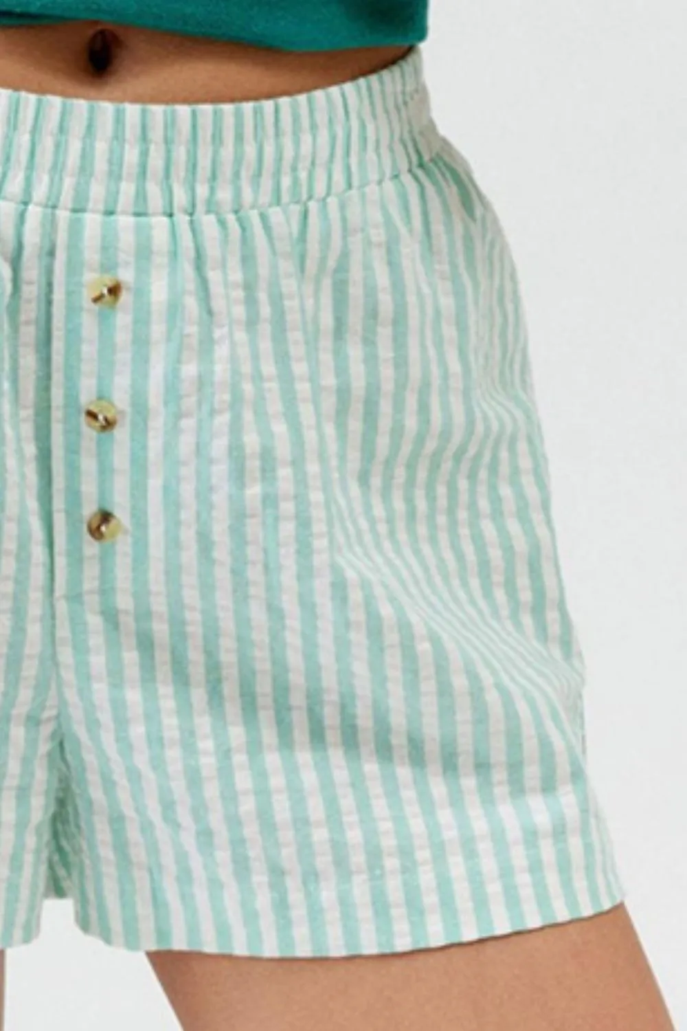 Easygoing Striped Elastic Waist Shorts