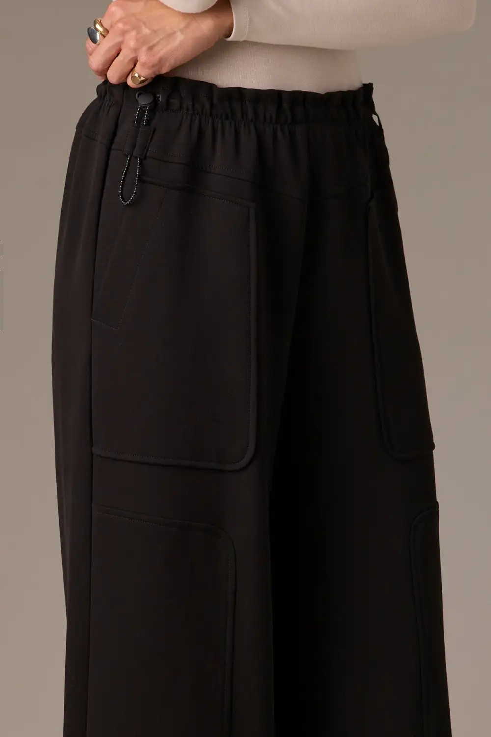 Petite Pull-On Side Slit Wide Leg Pants