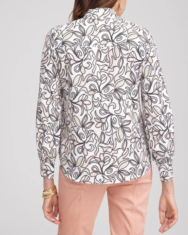 Faux Silk Floral Collared Shirt