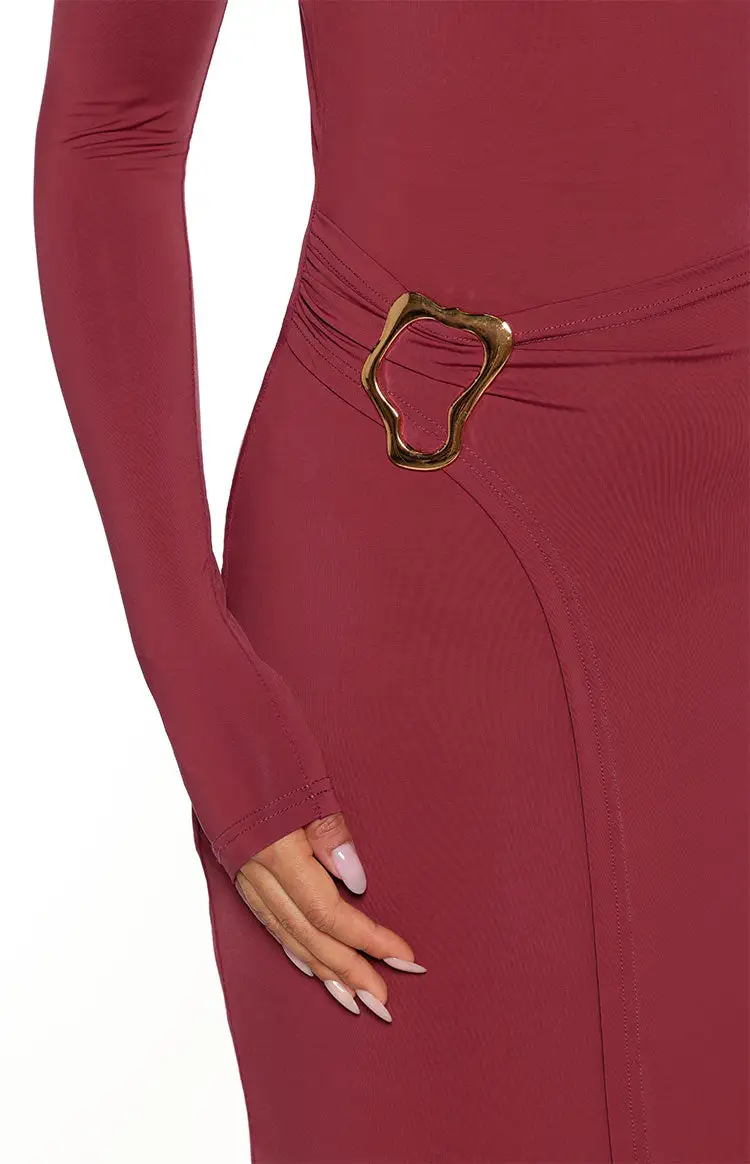 Long Sleeve Wrap Bodycon Maxi Dress