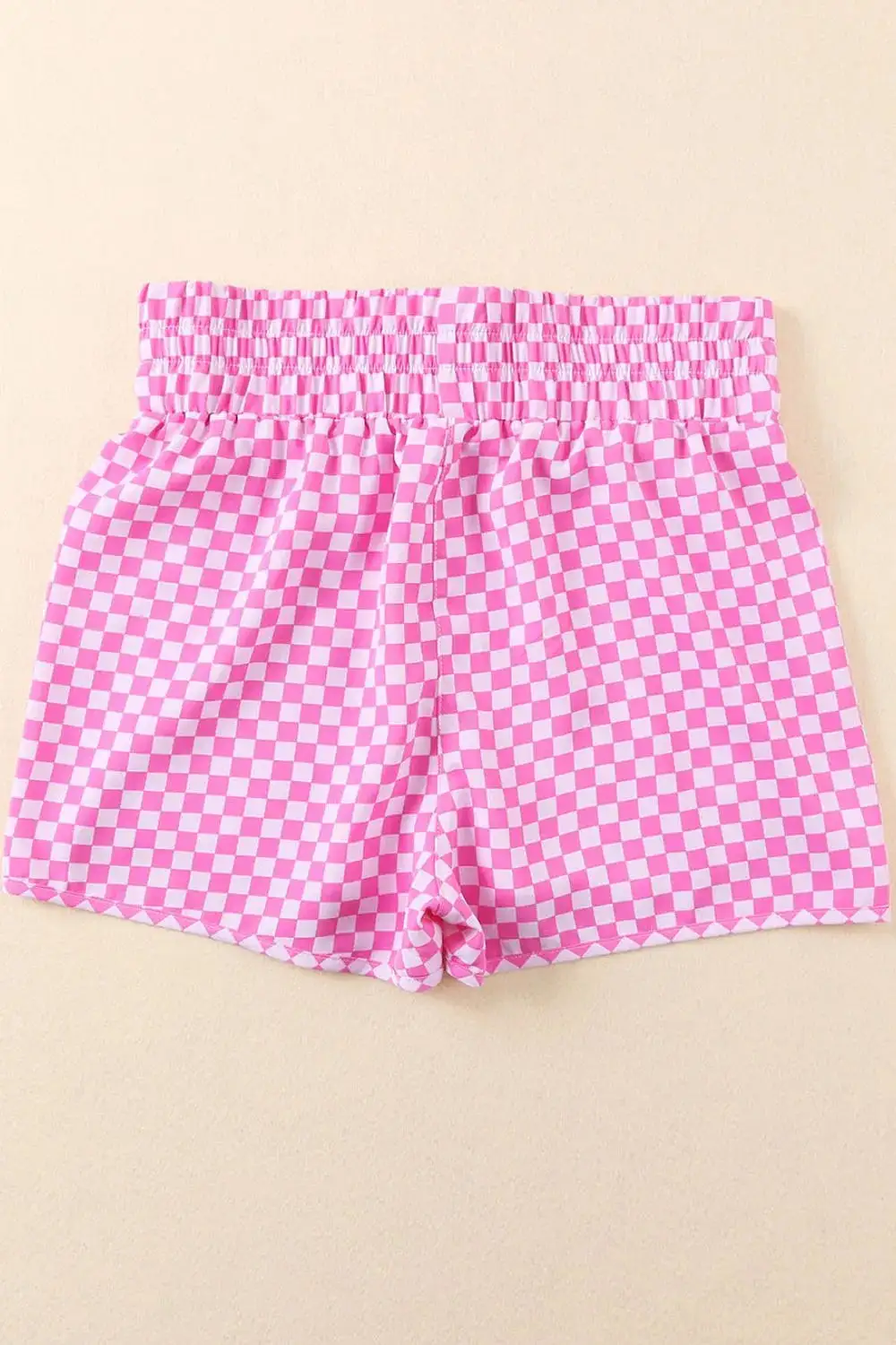 Smocked Elastic Waist Checkered Shorts