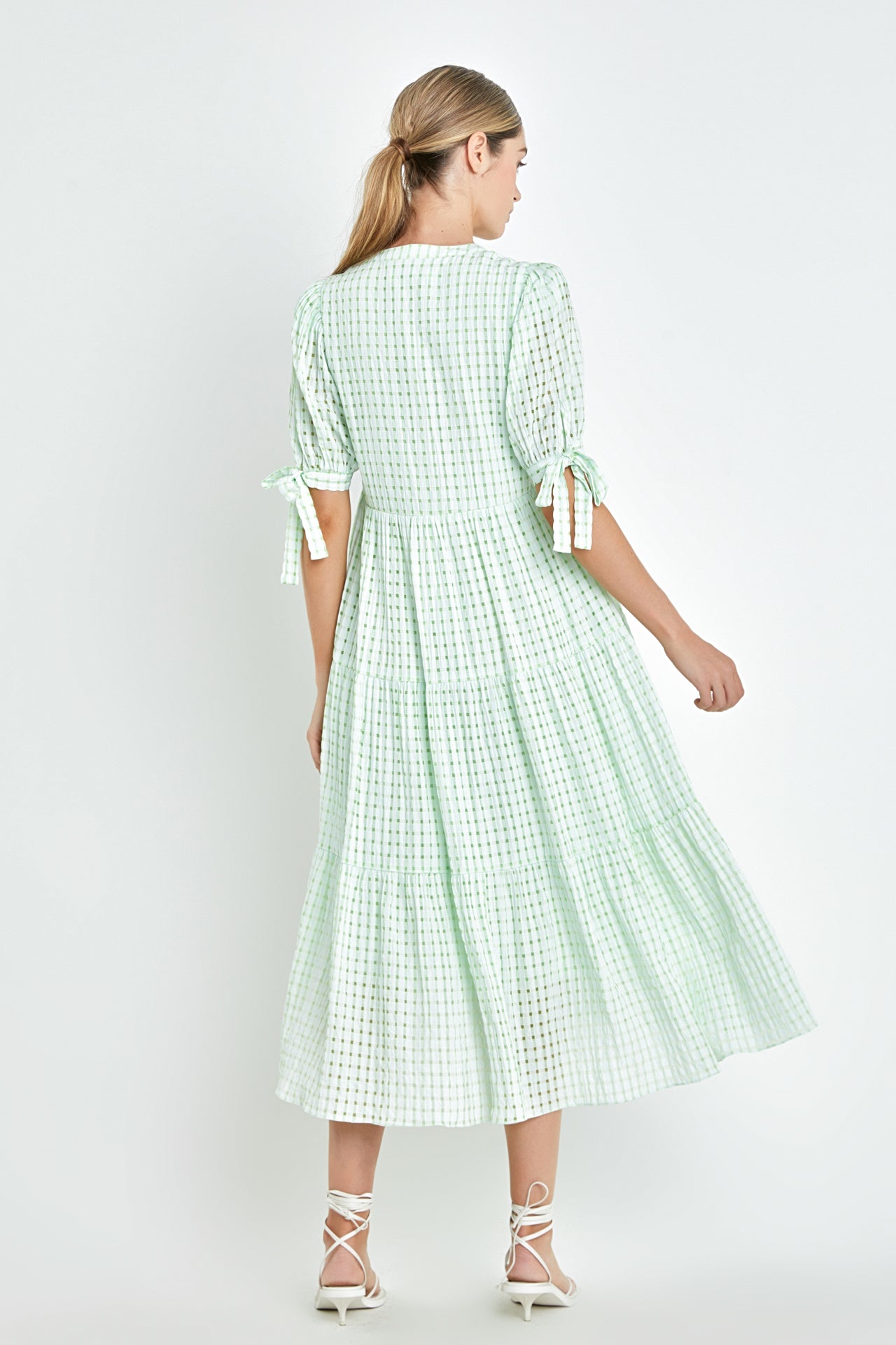 Gingham Tiered Midi Dress