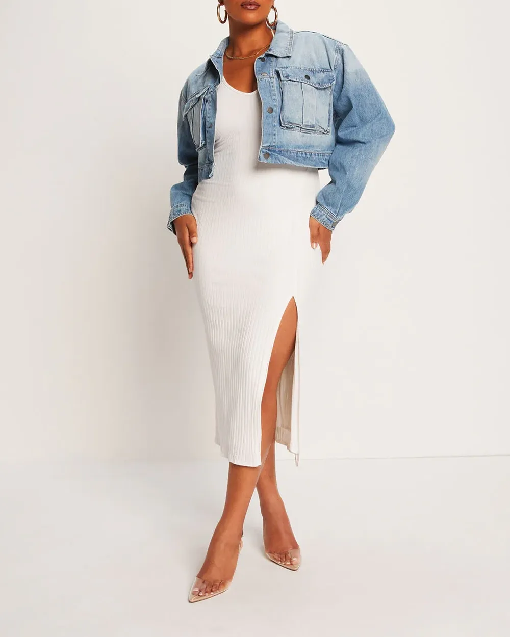 Crop Denim Utility Jacket