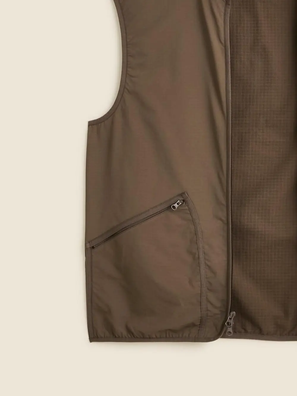 Brown Zip Front Hybrid Vest
