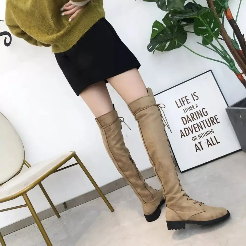 Lace-Up Over Knee Boots