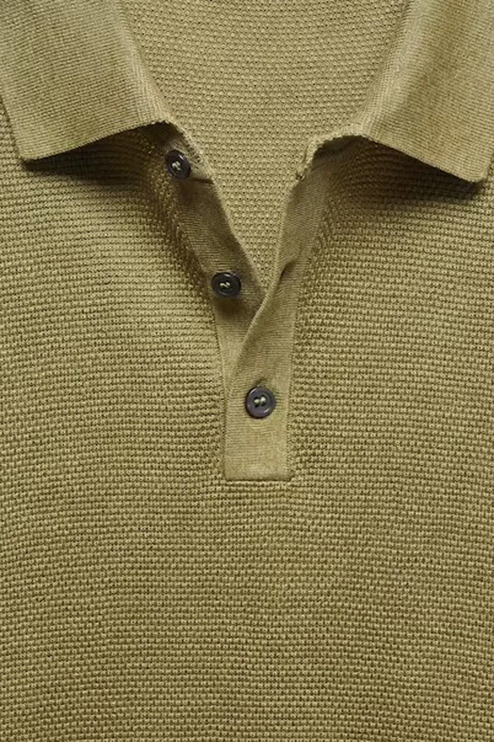 Buttoned Micro-Structure Knitted Polo Shirt