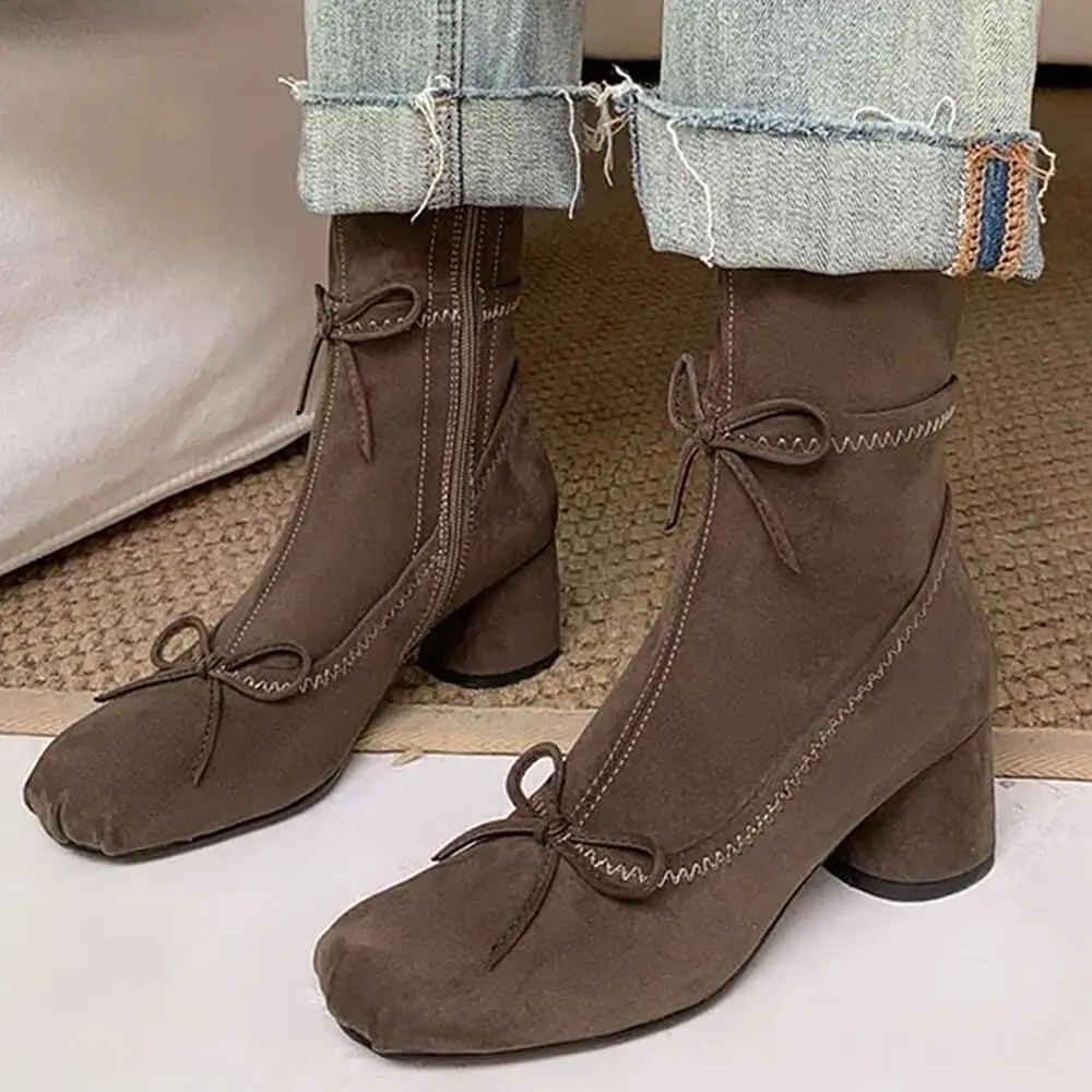 Balletcore Square-Toe Ankle Boots