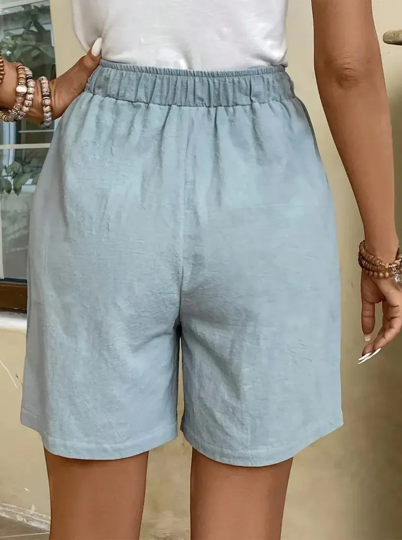 Solid High Waisted Shorts