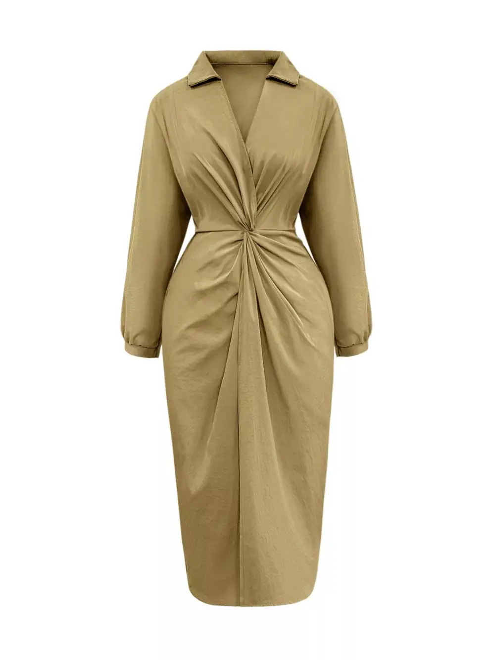 Plus Size Twist Front Split Midi Dress