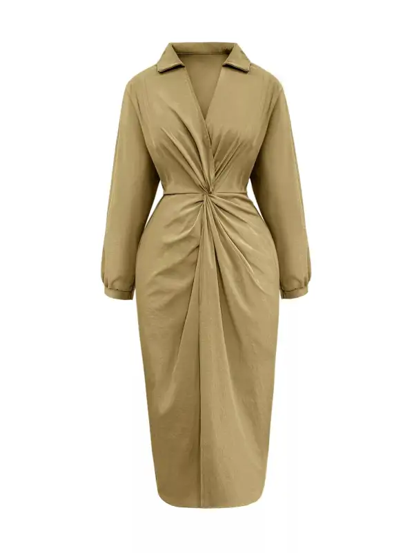 Plus Size Twist Front Split Midi Dress