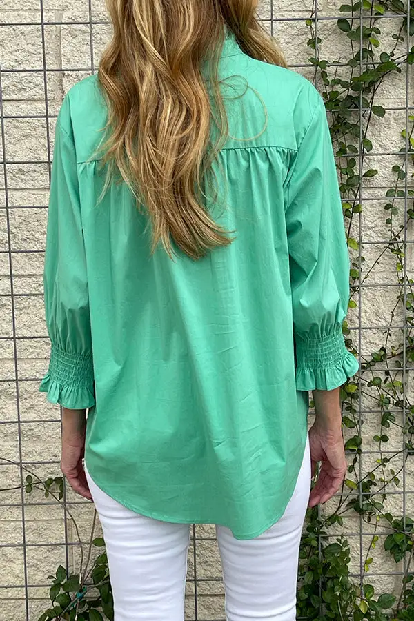 Relaxed Button Front Blouse