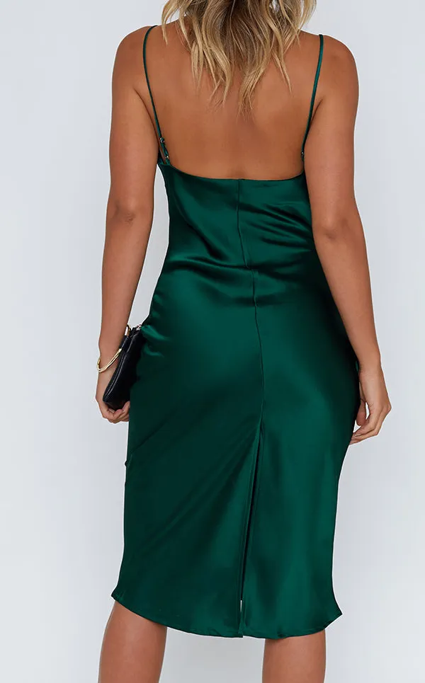 Satin Slip Emerald Maxi Dress