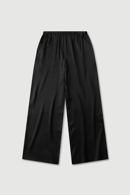 Black Silk Wide-Leg Pant