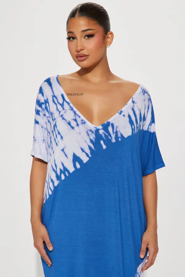 Delilah Tie Dye Maxi Dress - Blue