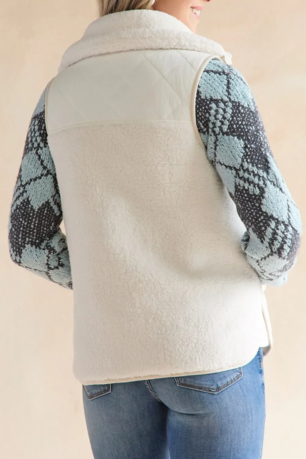 White Fuzzy Tencel Vest