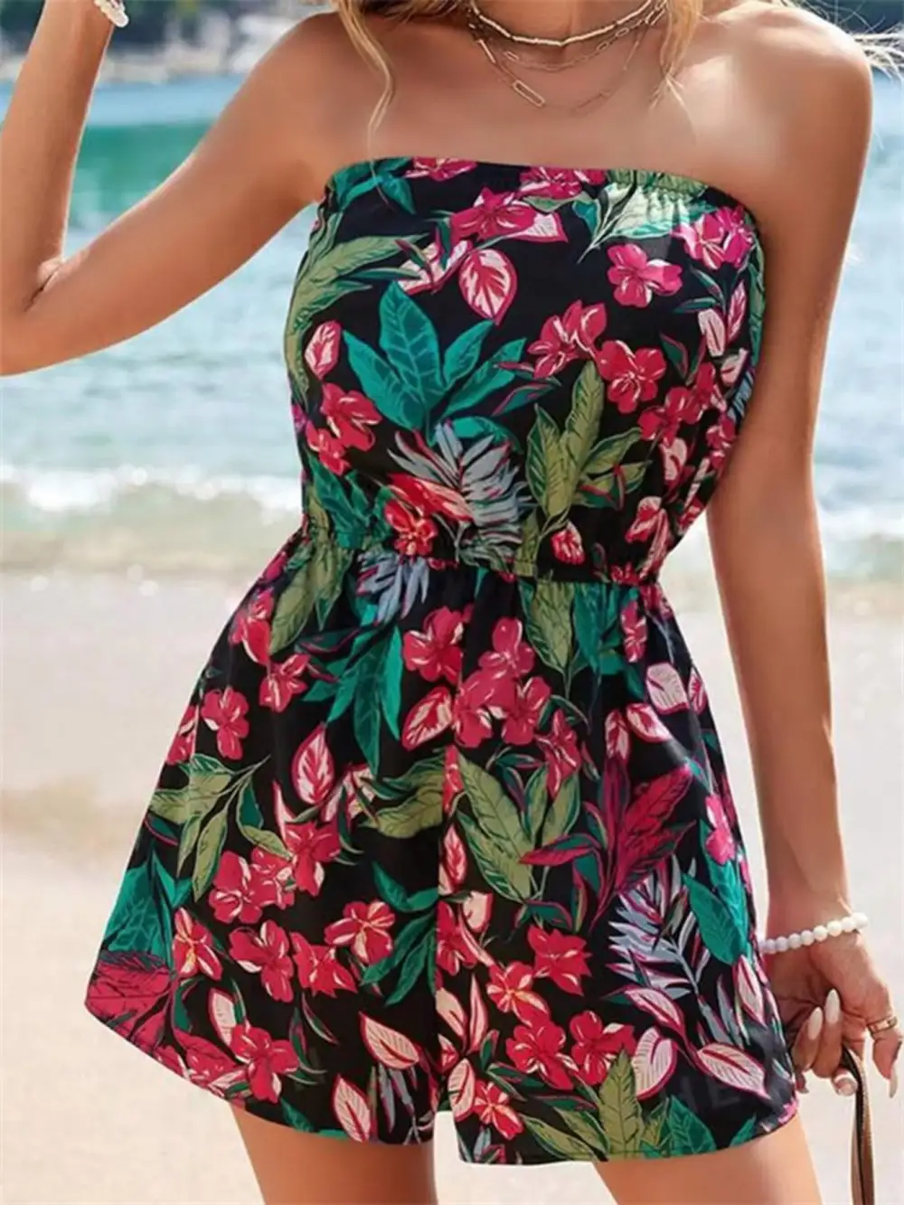 Floral Strapless Romper