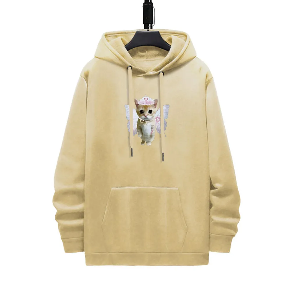ANGEL CAT PATTERN PRINTED HOODIE
