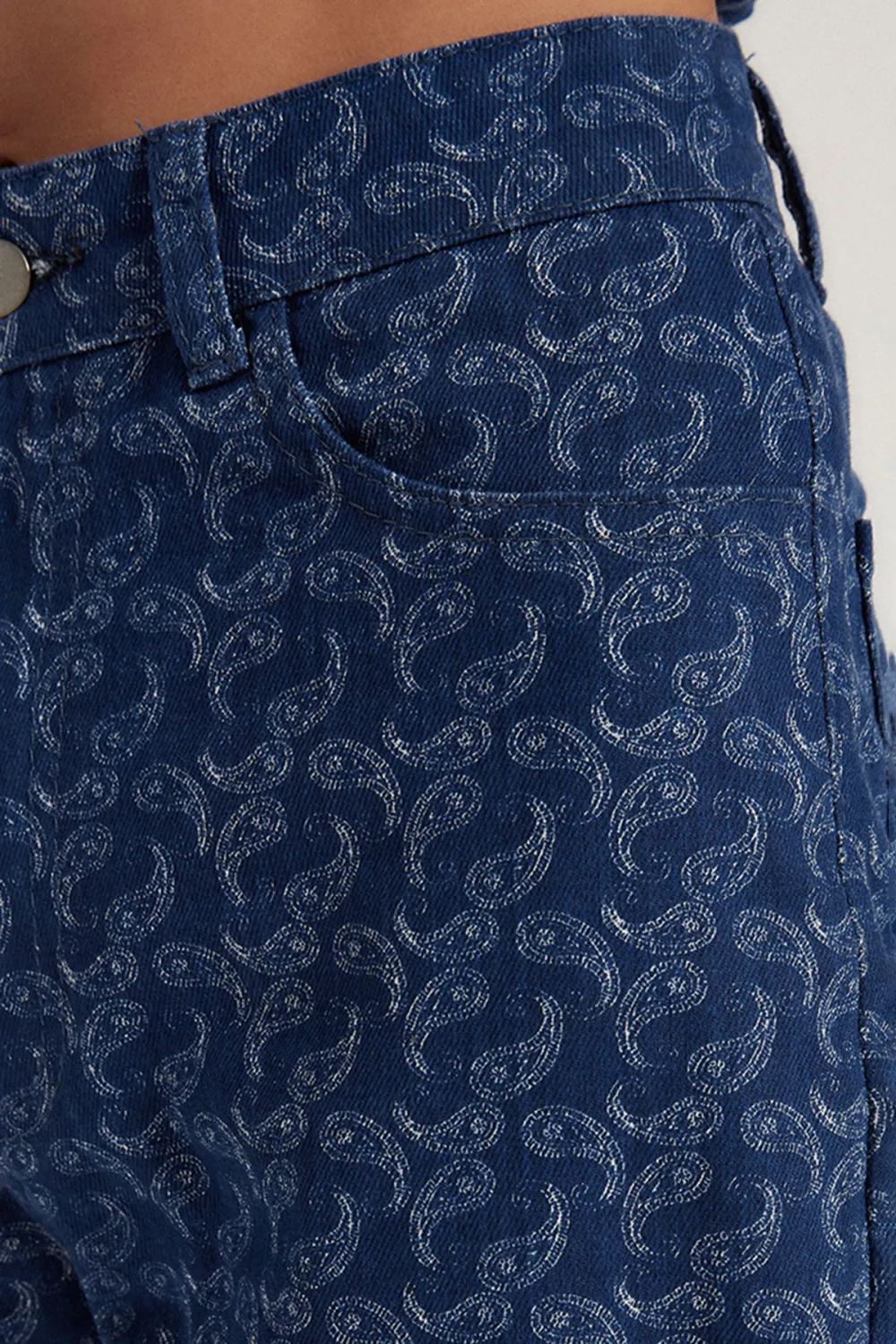 Textured Denim Pants