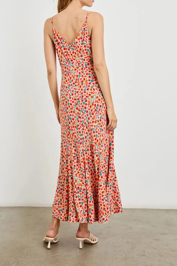 Deep V-Neck Floral Retro Dress