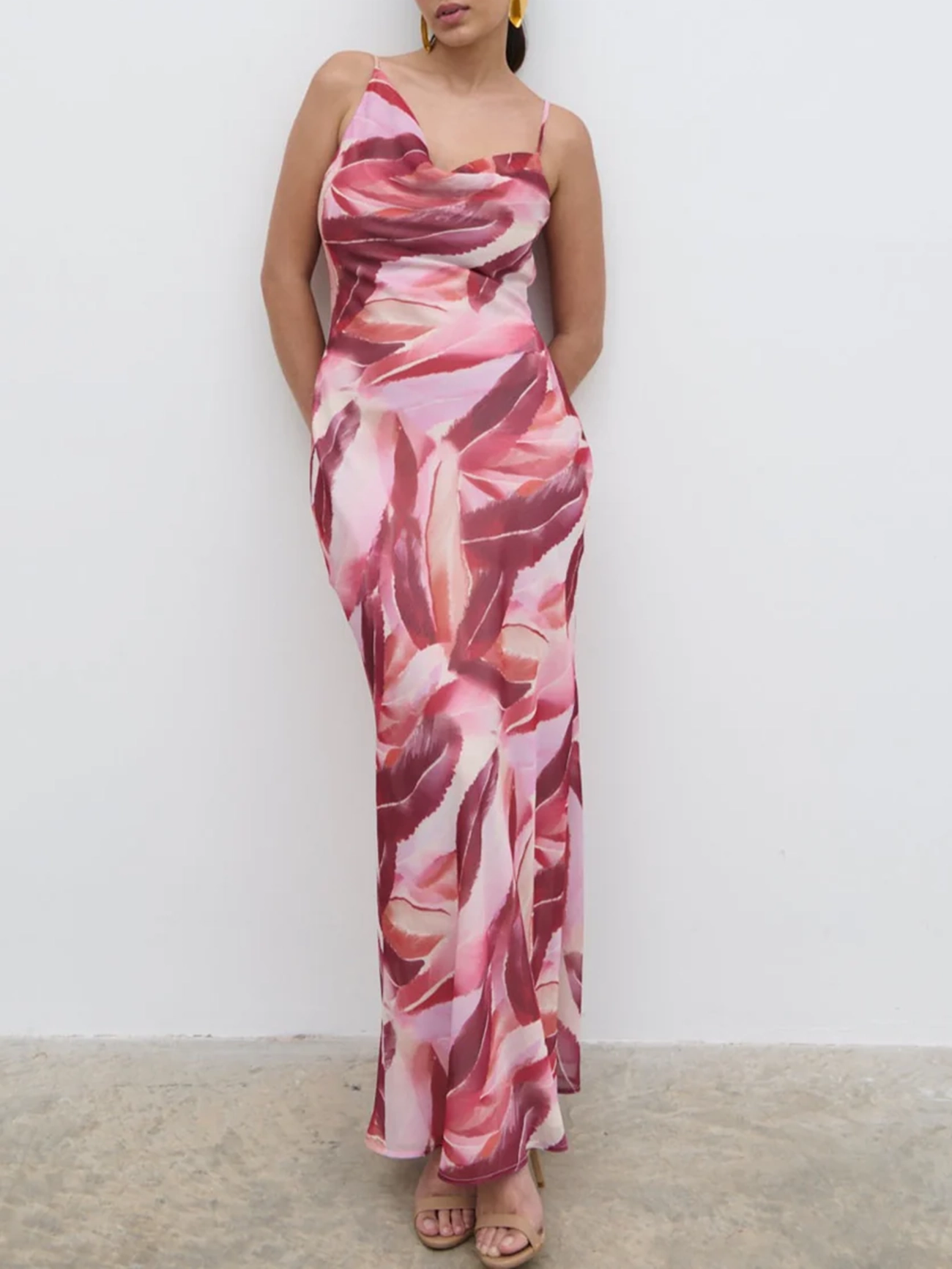 Asymmetric Cowl Maxi Dress
