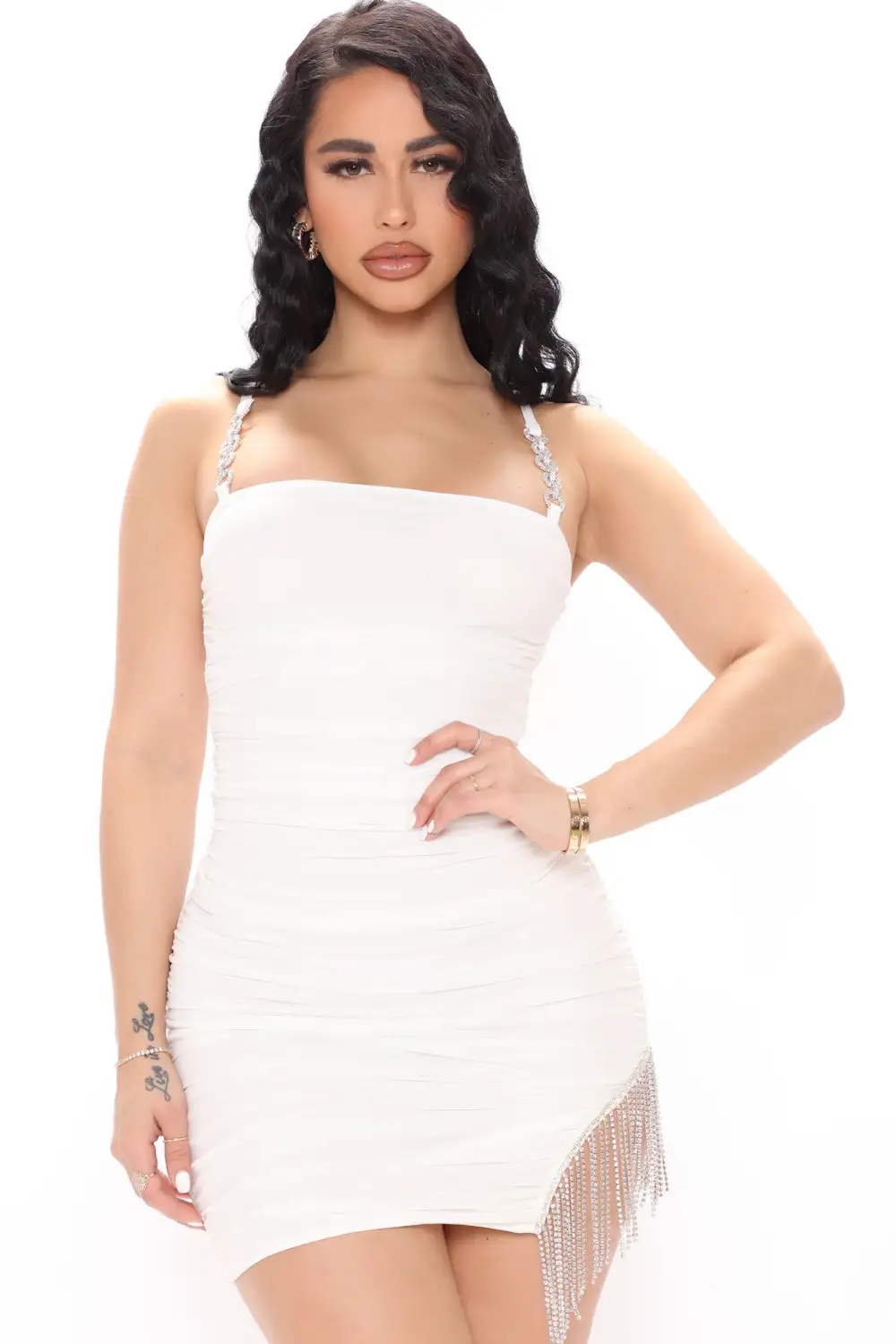 Diamond Dreams Mesh Mini Dress - White