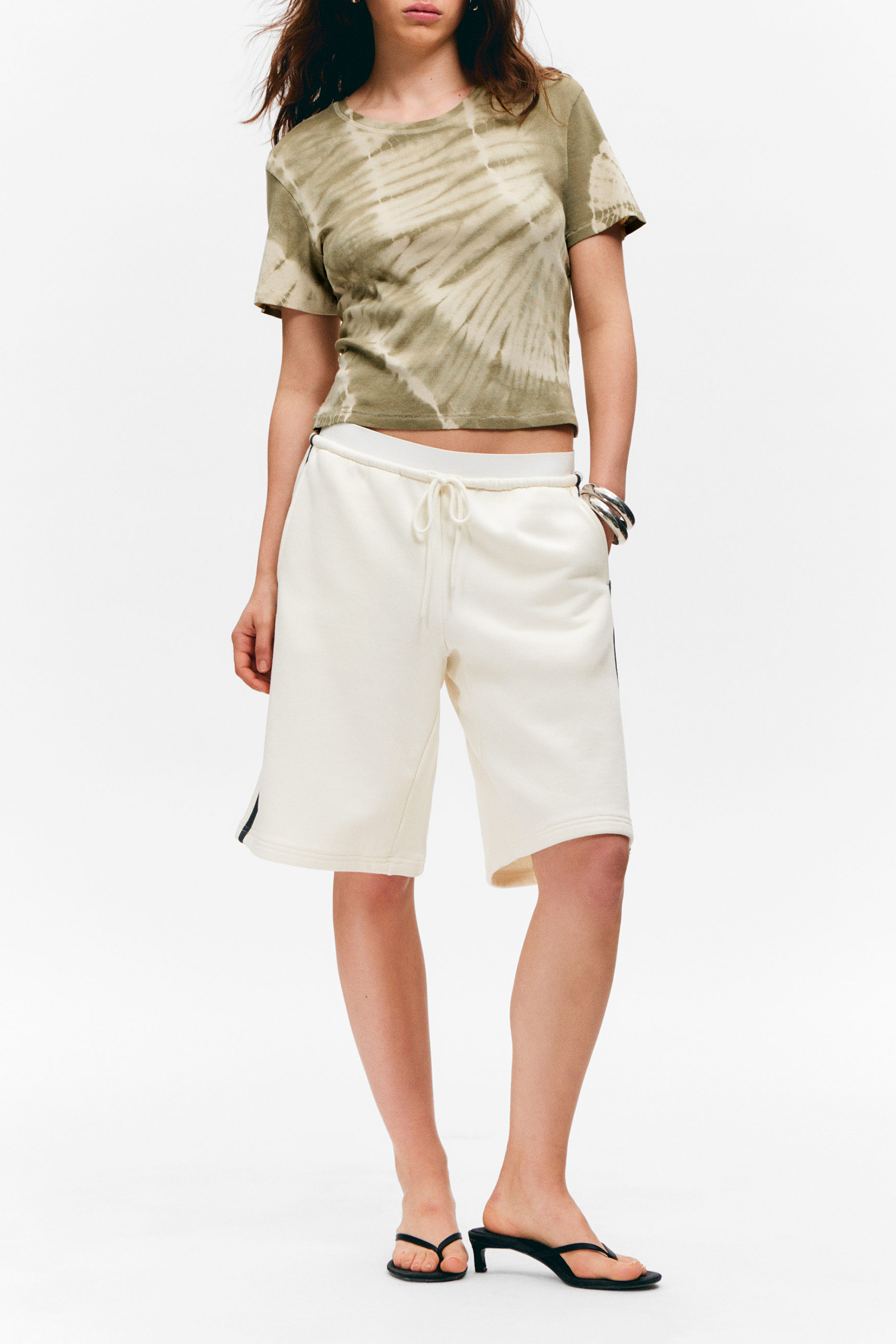 Printed Crew Neck Cropped T-Shirt