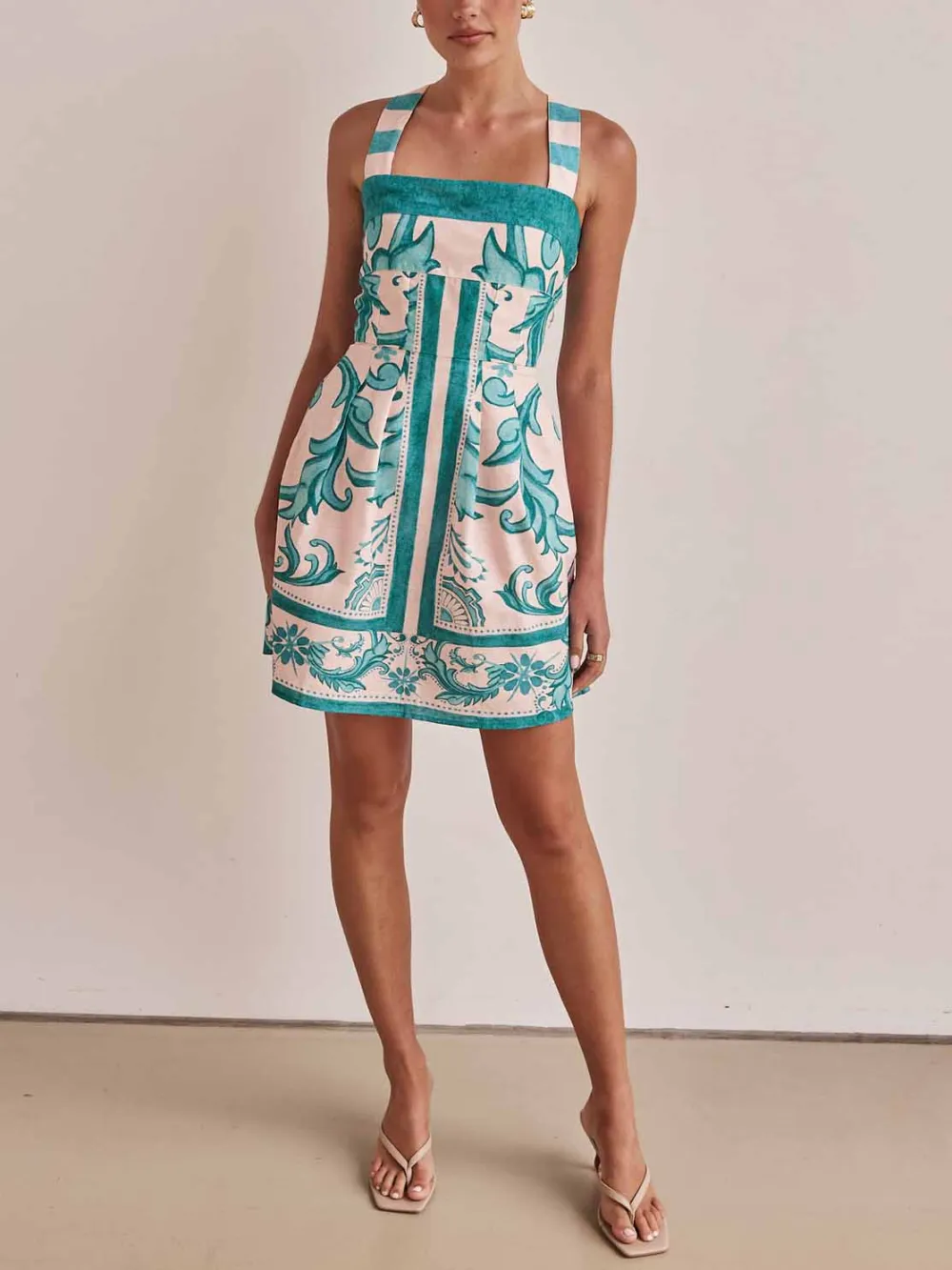 Painted Floral Print Camisole Exquisite Mini Dress