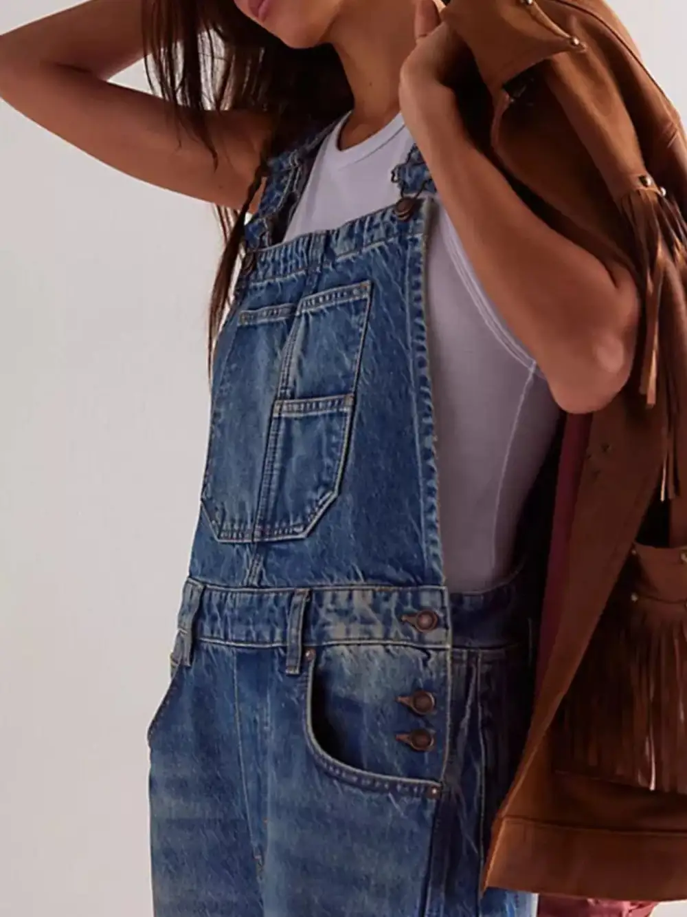 Soft Denim Wide Leg Overalls