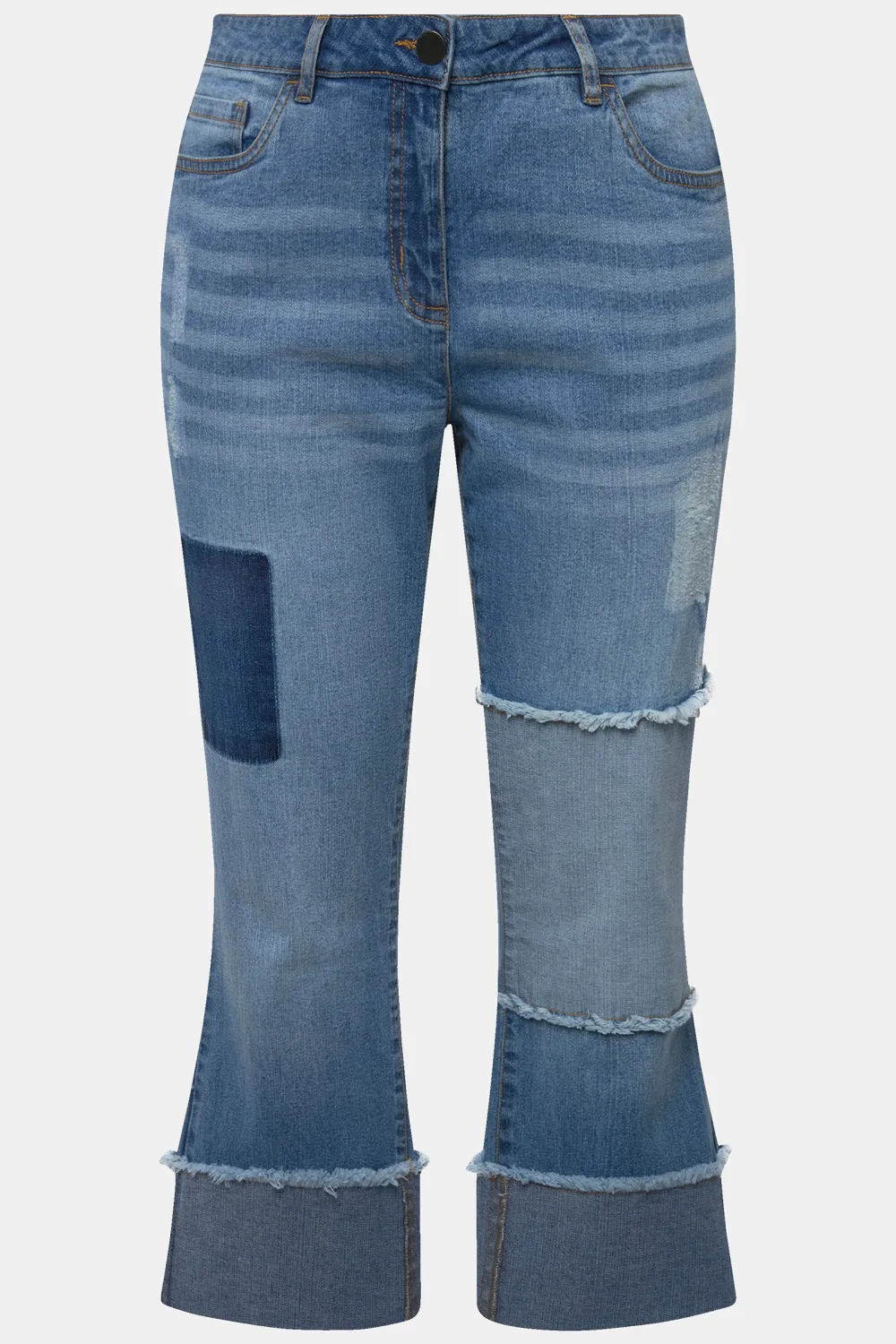 Roll Up Hem Spliced Jeans